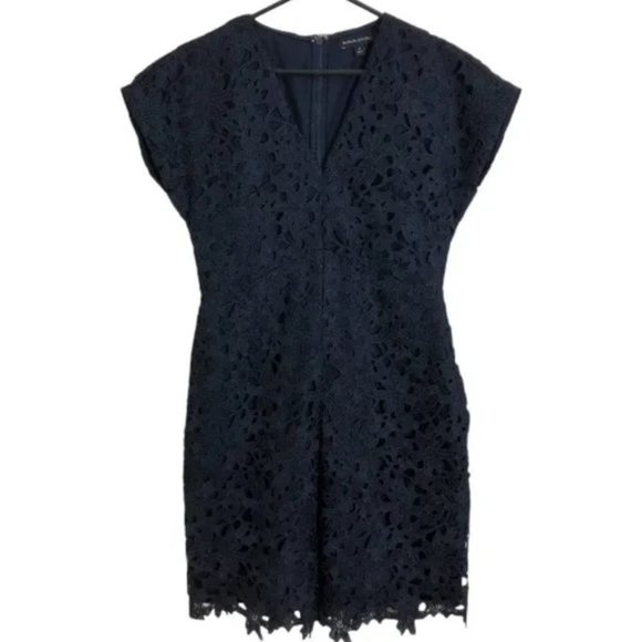 Banana Republic Navy Blue Crochet Lace Floral Dolman Sleeve Dress - Picture 2 of 8